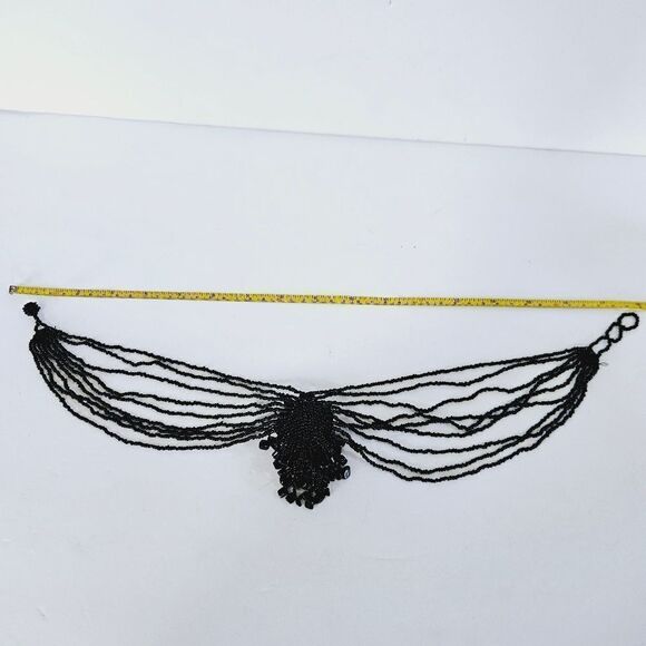 Vintage Seed Beaded Multi Strand Cluster Black Onyx Statement Collar Necklace - Picture 10 of 10